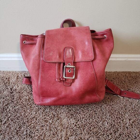 Coach vintage legacy red leather small backpack drawsting flap 9569 - Picture 1 of 13